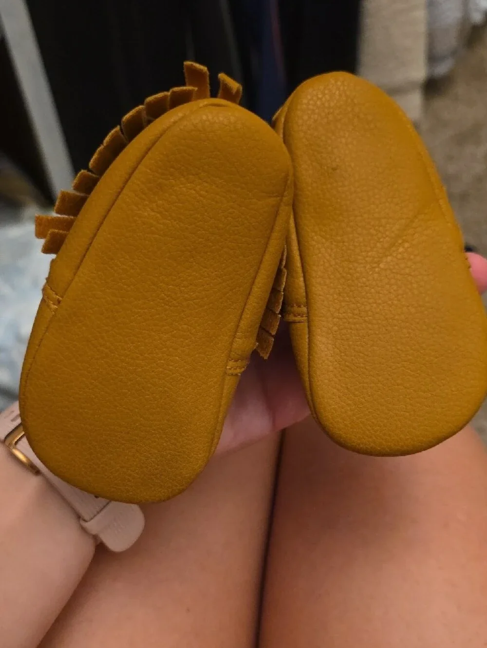 infant Moccasin Slip-On Shoes in Mustard